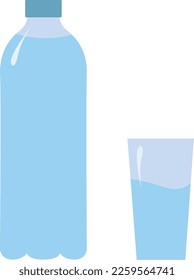 Glass and Bottle of water isolated vector illustration on white background