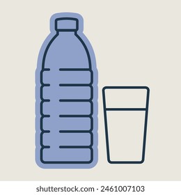 Vaso y botella de agua Vector icono. Símbolo gráfico para el Sitio web de la aptitud y de la pérdida de peso y diseño de los App, logotipo, App, UI