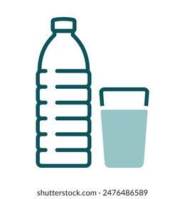 Vaso y botella de agua Vector icono. Símbolo gráfico para el Sitio web de la aptitud y de la pérdida de peso y diseño de los App, logotipo, App, UI