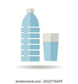 Glass and bottle of water vector icon. Graph symbol for fitness and weight loss web site and apps design, logo, app, UI