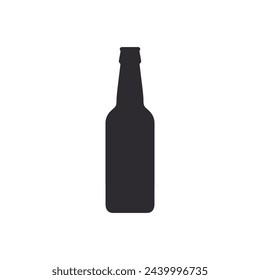 Glass bottle. Whiskey, Beer bottle. Bottle silhouette in black color. Stencil bottle. Flask template. Glass container. Flask of poison. Beer can. Jar icon. Shape For 3d modeling. Logo template. 