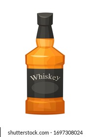 Glass bottle of whiskey on white background vector