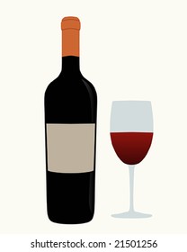 glass and bottle of wine