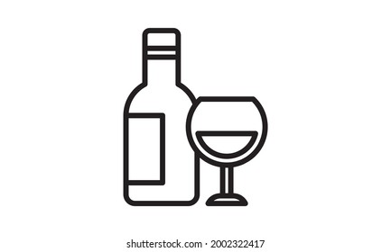 Glass and bottle wine icon vector image
