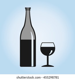 glass and bottle of wine sign