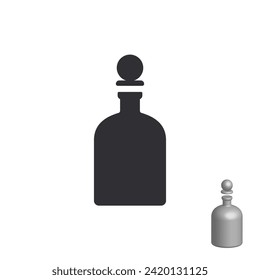 Glass bottle. Bottle of wine. Bottle silhouette in black color. Stencil bottle. Flask template. Glass container. Flask template. Jar icon. Jar icon. Shape For 3d modeling. Logo template. 