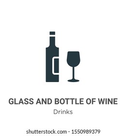 Glass and bottle of wine vector icon on white background. Flat vector glass and bottle of wine icon symbol sign from modern drinks collection for mobile concept and web apps design.
