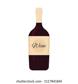 Eine Glasflasche Wein. Vektorgrafik mit alkoholischem Getränk
