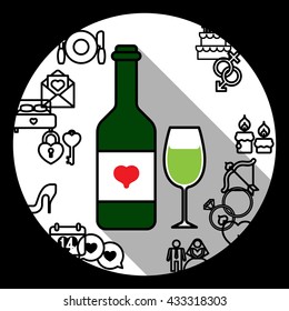 Glass and bottle of wine. Vector illustration