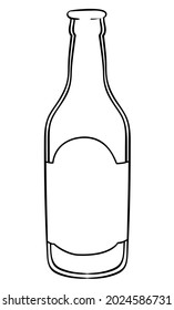 Glass bottle without cap and label, ready to coloring activities, isolated over white background.