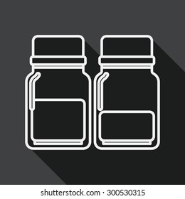 Glass bottled drinks flat icon with long shadow, line icon