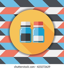 Glass bottled drinks flat icon with long shadow,eps10