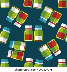 Glass bottled drinks flat icon,eps10 seamless pattern background