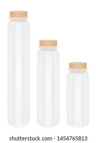 Glass bottles with cork. vector illustration