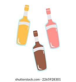 glass bottles with fruit juice