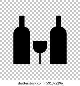 glass and bottles icon. Black icon on transparent background.