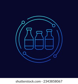 icono de botellas de vidrio, diseño lineal