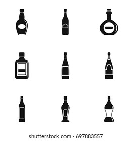 Glass bottles icon set. Simple style set of 9 glass bottles vector icons for web isolated on white background