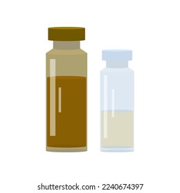 Glass bottles with paints or glue on white background. Painting tools for painter or craftsman cartoon illustration. Art, craft, equipment concept