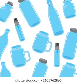 glass bottles pattern background . vector illustration