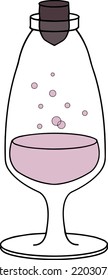 botellas de vidrio de pociones y burbujas