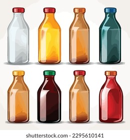 Glass bottles set vector illustration isolated on white
