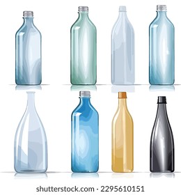 Glass bottles set vector illustration isolated on white
