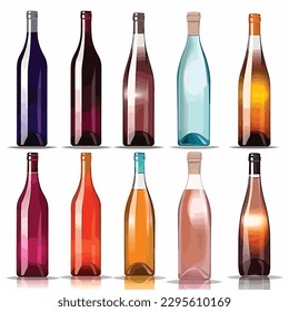 Glass bottles set vector illustration isolated on white