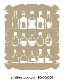 Glass bottles silhouettes, vector