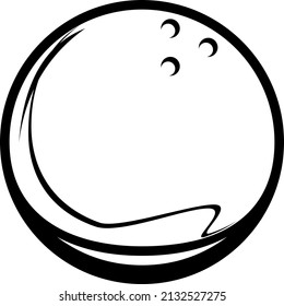 Glass bowling ball, black vector icon