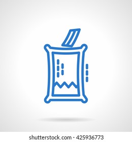 Glass box with paper for voting. Transparent elections. Referendum sign. Simple blue line vector icon