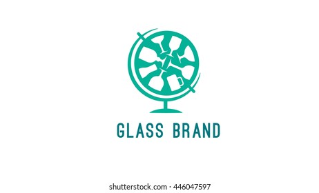 Glass brand vector logo template. 
