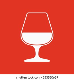 The glass with brandy icon. Brandy symbol. Flat Vector illustration