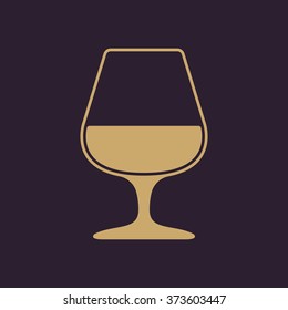 The glass with brandy icon. Brandy symbol. Flat Vector illustration