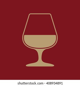 The glass with brandy icon. Brandy symbol. Flat Vector illustration