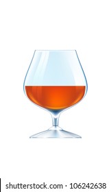 glass of brandy on white background