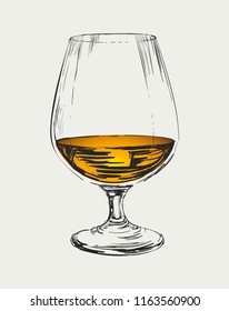 Glass of Brandy Vector Drawing Illustration