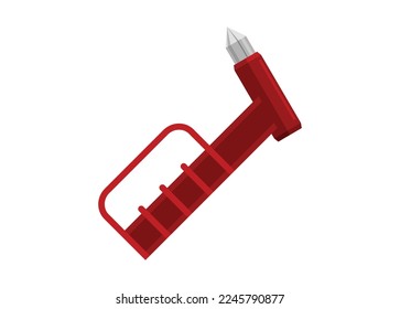 Glass breaker hammer. Simple flat illustration.