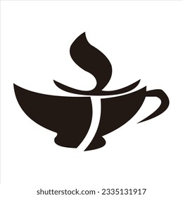 Glass for brewing hot coffee in the morning vector logo design