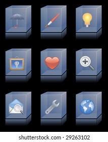 Glass bricks with icons 39