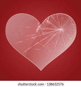Glass broken heart. Vector illustration
