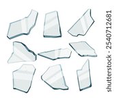 glass broken shard set cartoon. crack jagged, debris splintered, shattered edge glass broken shard sign. isolated symbol vector illustration