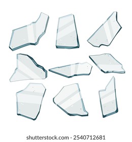 glass broken shard set cartoon. crack jagged, debris splintered, shattered edge glass broken shard sign. isolated symbol vector illustration