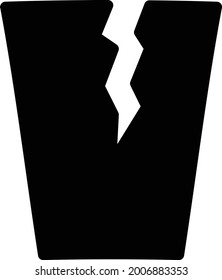 icono plano de glifo vector roto de vidrio