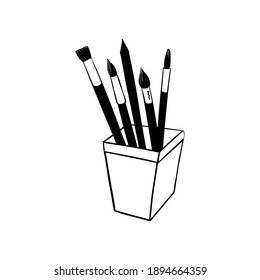 Vidrio con cepillos y palillos
