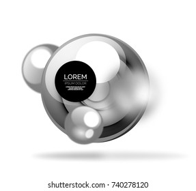 Glass bubble banner template, stylish isolated circles with blurred effects and text