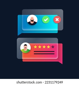 glass bubble message app user rating and user profile concept