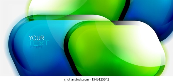 Glass bubble shiny shapes abstract background