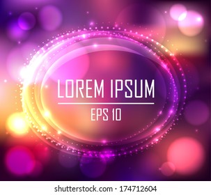 Glass bubble with space for text on a blurred abstract background - vector image