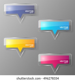 Glass bubble speech set. Vector illustration.